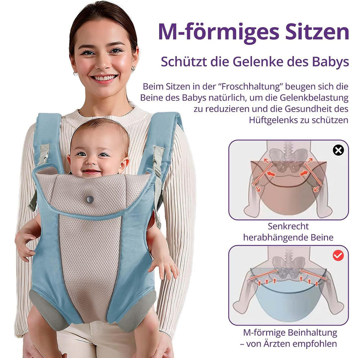 Ergonomische Babytrage mit verstellbarem Riemen, 4-in-1-Tragetasche für Neugeborene und Kleinkinder,