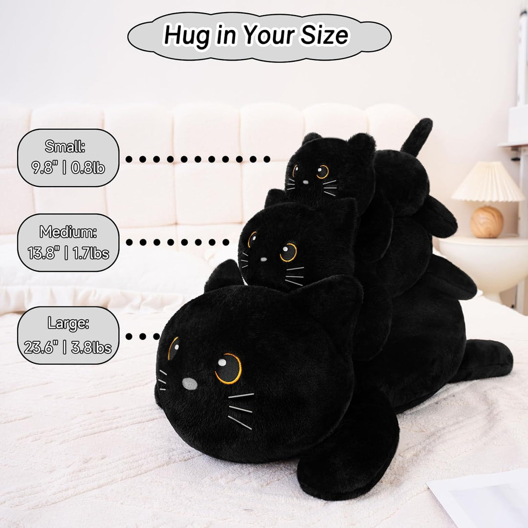 SQEQE Gewichtetes Katze Kuscheltier, Schwarze Katze Plüschtier Kuscheltierkissen mit Gewicht, Niedli