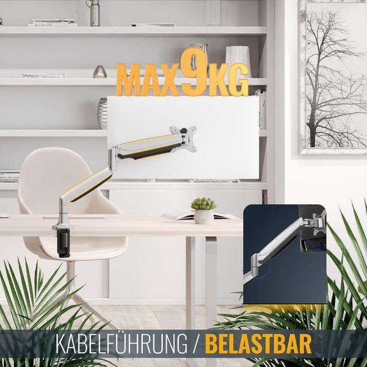 RICOO Monitor Halterung Tisch Gasdruckfeder für 13-30 Zoll, VESA Tischhalterung, Monitorarm TS9711,
