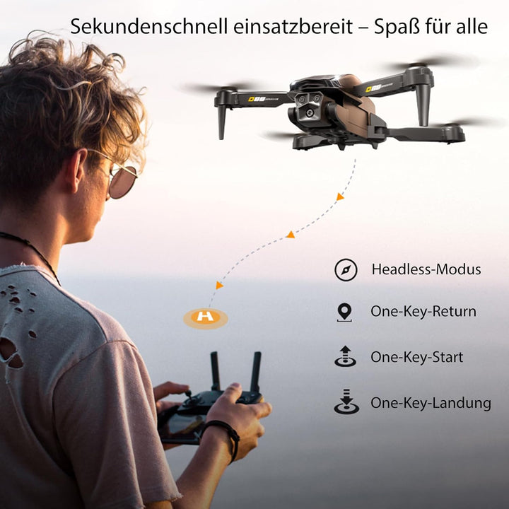 Drohne mit Kamera 4K, Faltbare Mini Drohne mit kameraür Anfänger, Dual-Kameras, 2 Akkus für längere