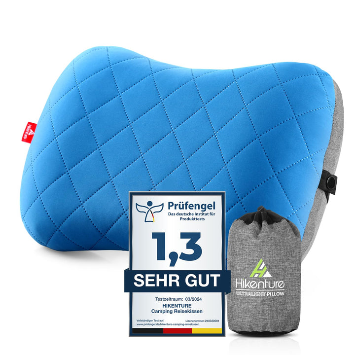 HIKENTURE Aufblasbares Camping/Reise Kissen mit Abziehbarem Kissenbezug, Ergonomisches Kopfkissen, K