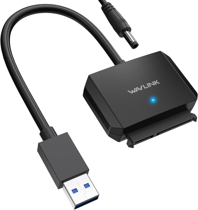 WAVLINK USB 3,0 auf SATA Adapter - inkl. 12V 2A DC-Netzteil für 2,5" oder 3,5" SSD und HDD USB zu SA