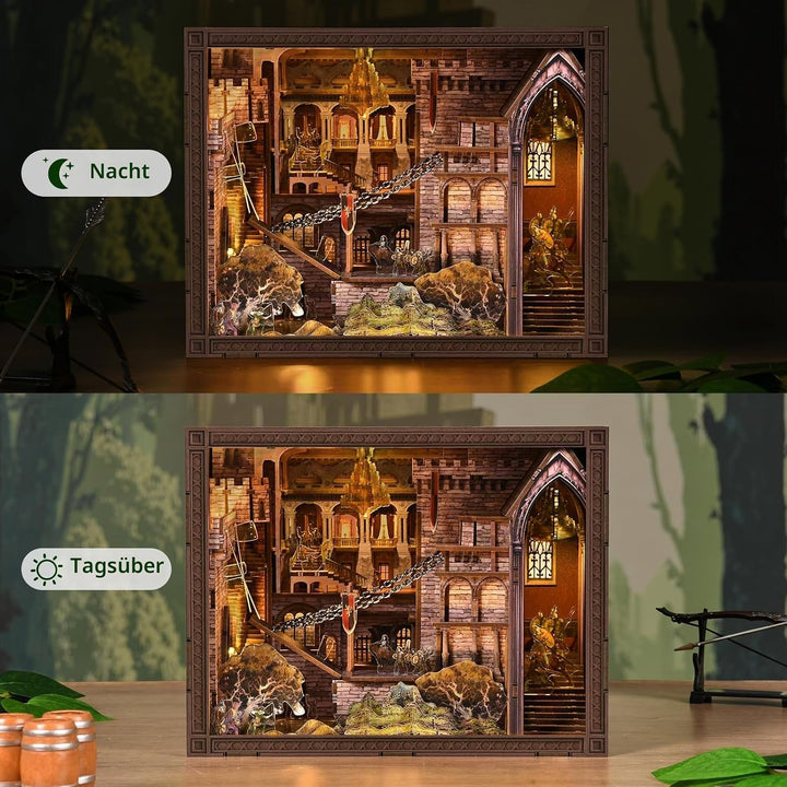 MiniCity Book Nook Kit, DIY Miniatur Puppenhaus Bücherecke Kit für Jugendliche und Erwachsene mit St