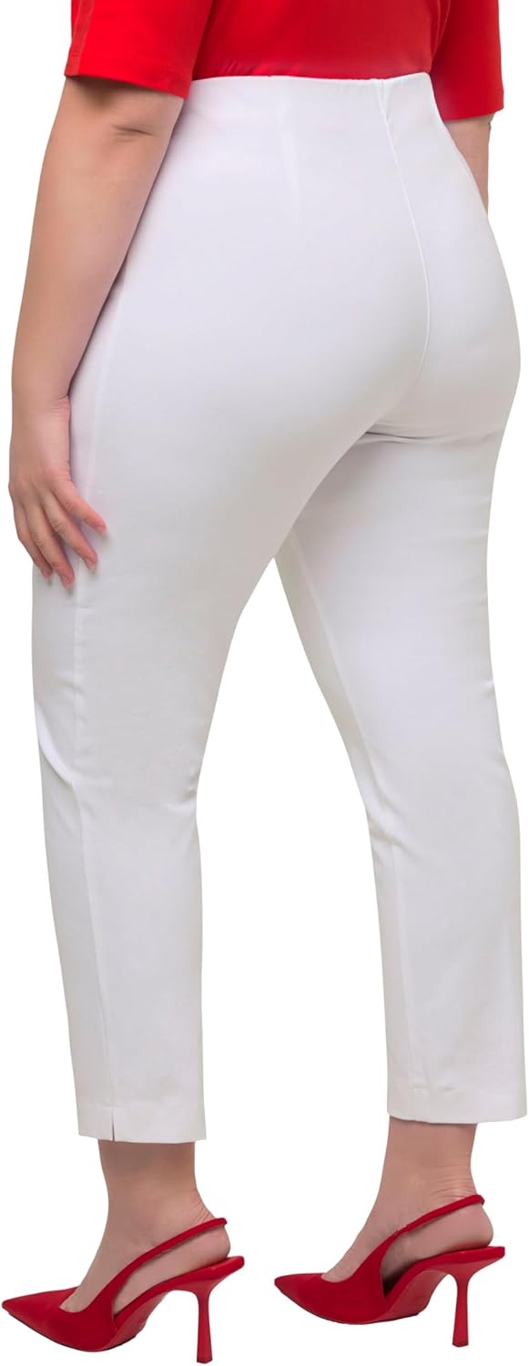 Ulla Popken Damen 7/8-Hose, schmales Bein, Elastikbund 46 Weiss, 46 Weiß