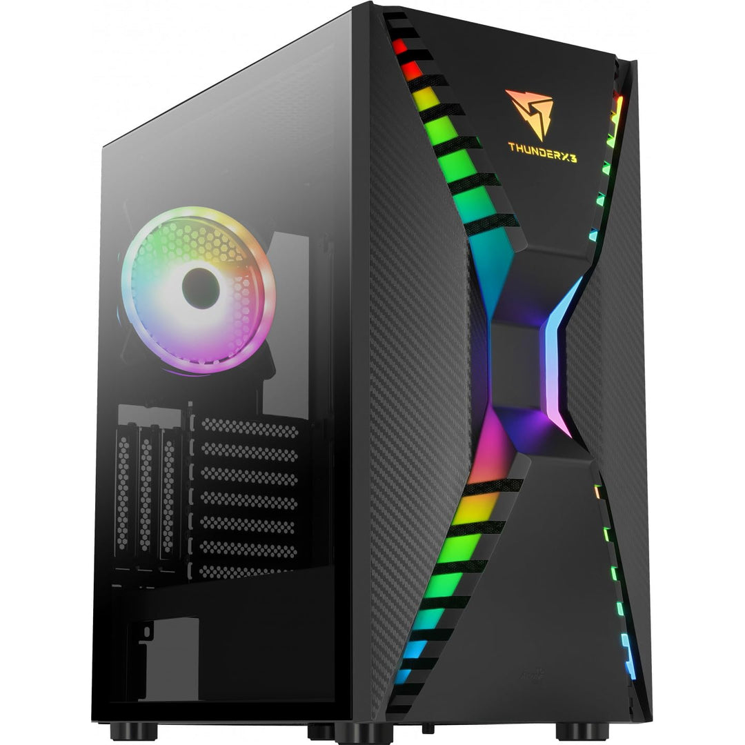 Aerocool Cronus Mid Tower Case – PC Gaming Case with 1 x 1400mm ARGB Rear Fan, RGB LED Front & Full