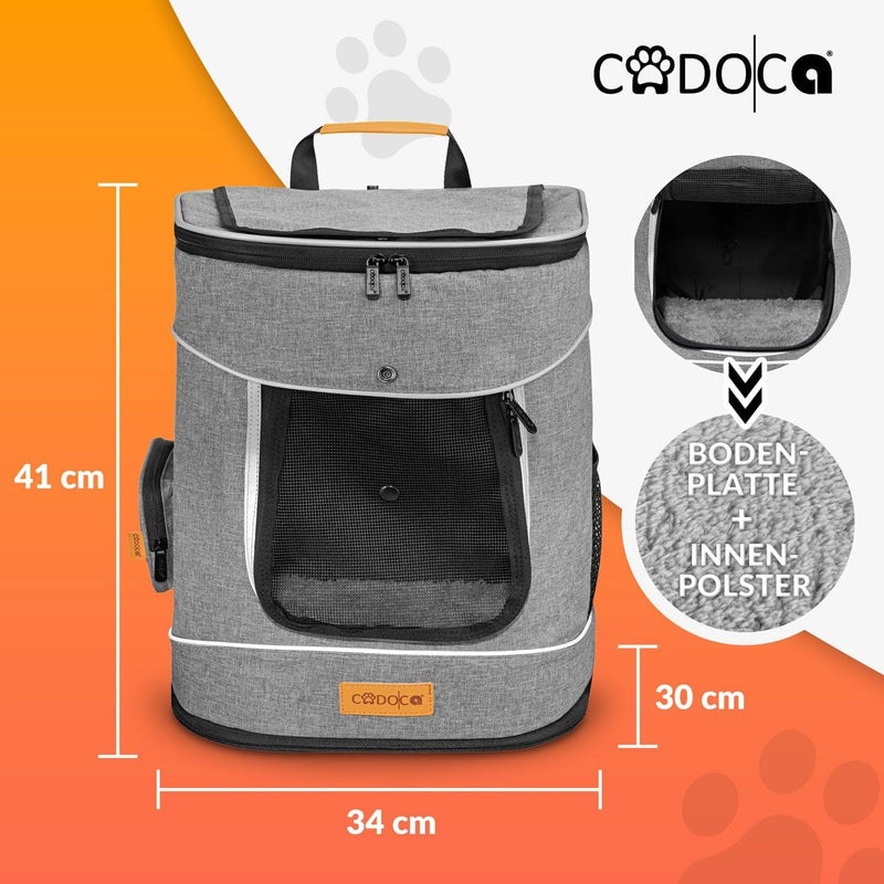 CADOCA® Haustierrucksack bis 12 kg verstellbare Gurte faltbar Kurzleine Haustier Tragetasche Katze H