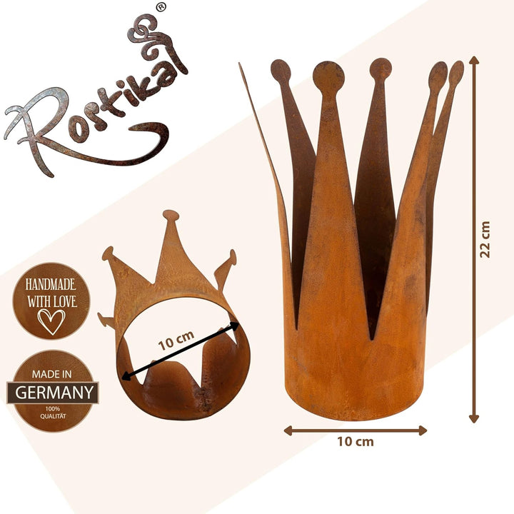 Rostikal Zaunhocker Krone Deko 22 cm Gartendeko Rost Metall Vintage Deko Shabby Chic, 22 cm