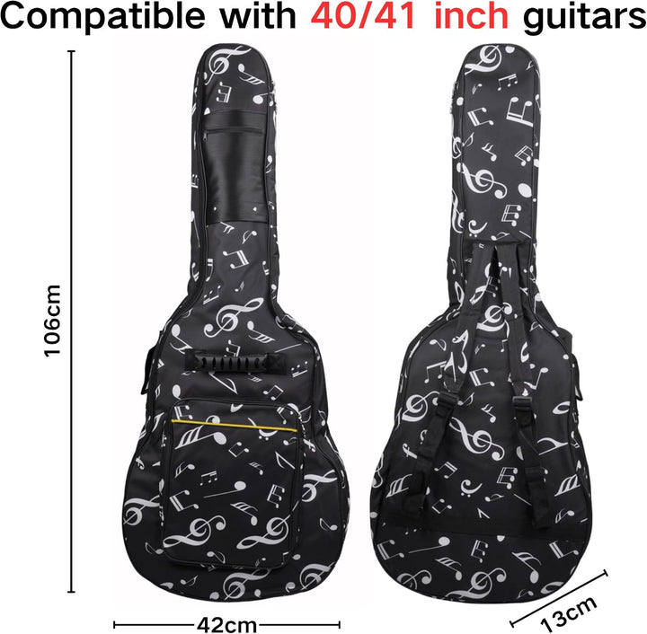 SUQ Wasserdichte Oxford Gitarrentasche, 40/41 Zoll Tasche Musikmuster Nylon Gigbag, E-Gitarrentasche