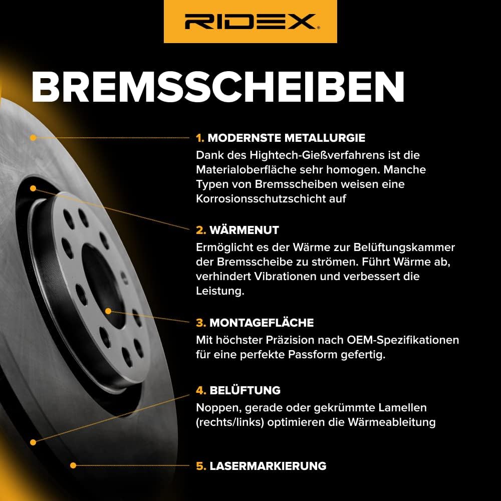 RIDEX 82B0612 Bremsscheibe Scheibenbremsen, Bremsscheiben Hinten (x2)