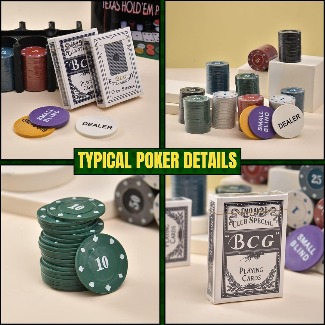 MAGIC SELECT Poker Set Spiel. Poker Set Texas Hold 'Em mit 200 Chips, 2 Kartensätzen, Dealer-Button,