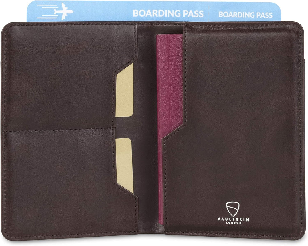 Vaultskin Kensington Reisepasshülle aus Leder mit RFID-Schutz (Braun), Braun