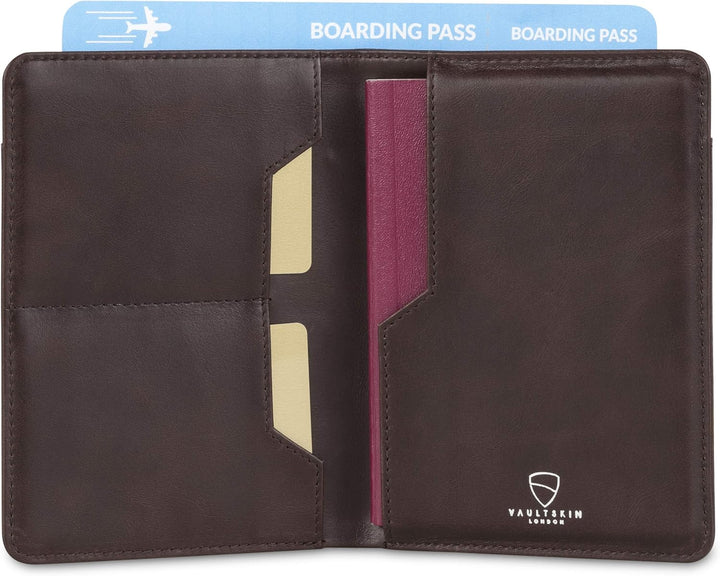 Vaultskin Kensington Reisepasshülle aus Leder mit RFID-Schutz (Braun), Braun