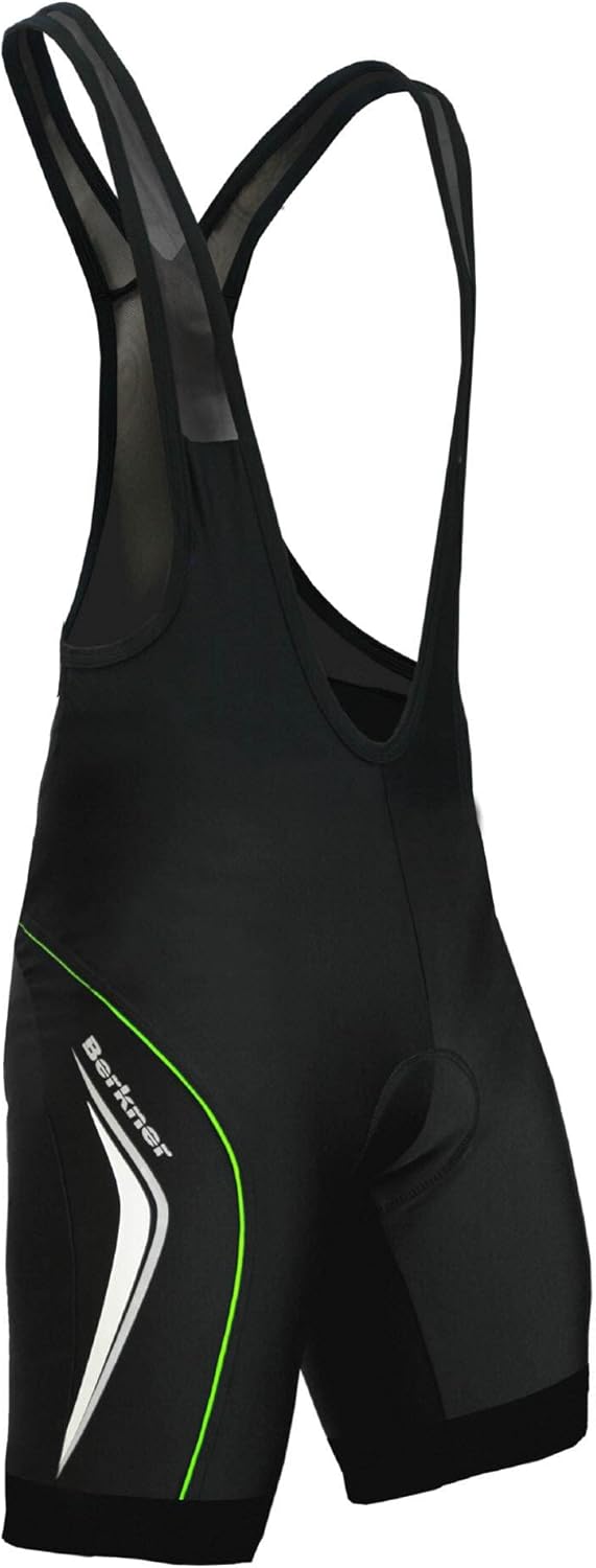 Berkner - Derek-Plus, Trägerhose, Radlerhose mit Trägern und Gel - Sitzpolster Schwarz - Grün 4XL, S