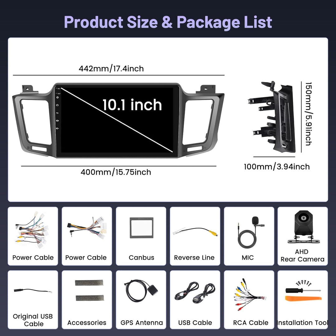 Hikity 5G WiFi 4+64G Android Autoradio für Toyota RAV4 2013-2019 Wireless Carplay Android Auto, 10.1