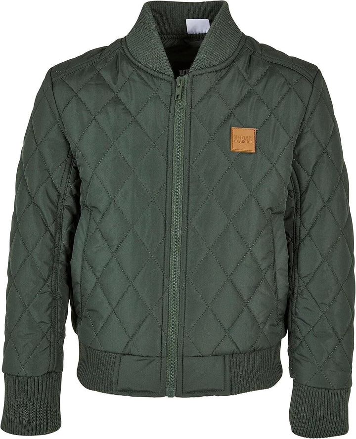 Urban Classics Herren Boys Diamond Quilt Nylon Jacket 122-128 olive, 122-128 olive