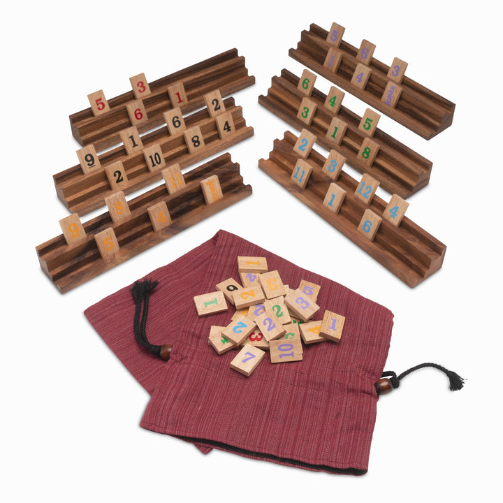 LOGOPLAY Rummy - Okey - Gesellschaftsspiel - Legespiel mit 162 Spielsteinen und 6 Halterungen im Sto