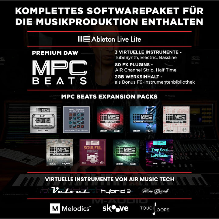 M-Audio Oxygen Pro 61 – 61-Tasten USB MIDI Keyboard Controller mit Beat Pads, MIDI-zuweisbaren Regle