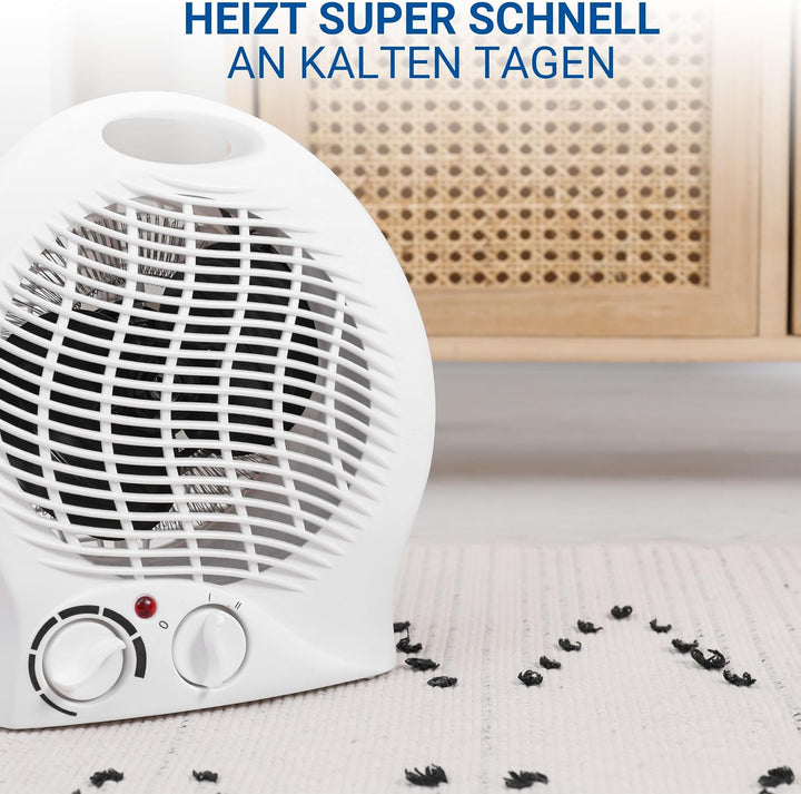 elasto – Heizlüfter "Mobil" 2000W inkl. Ventilator – tragbares Heizgerät mit Thermostat & 4-Stufen-S