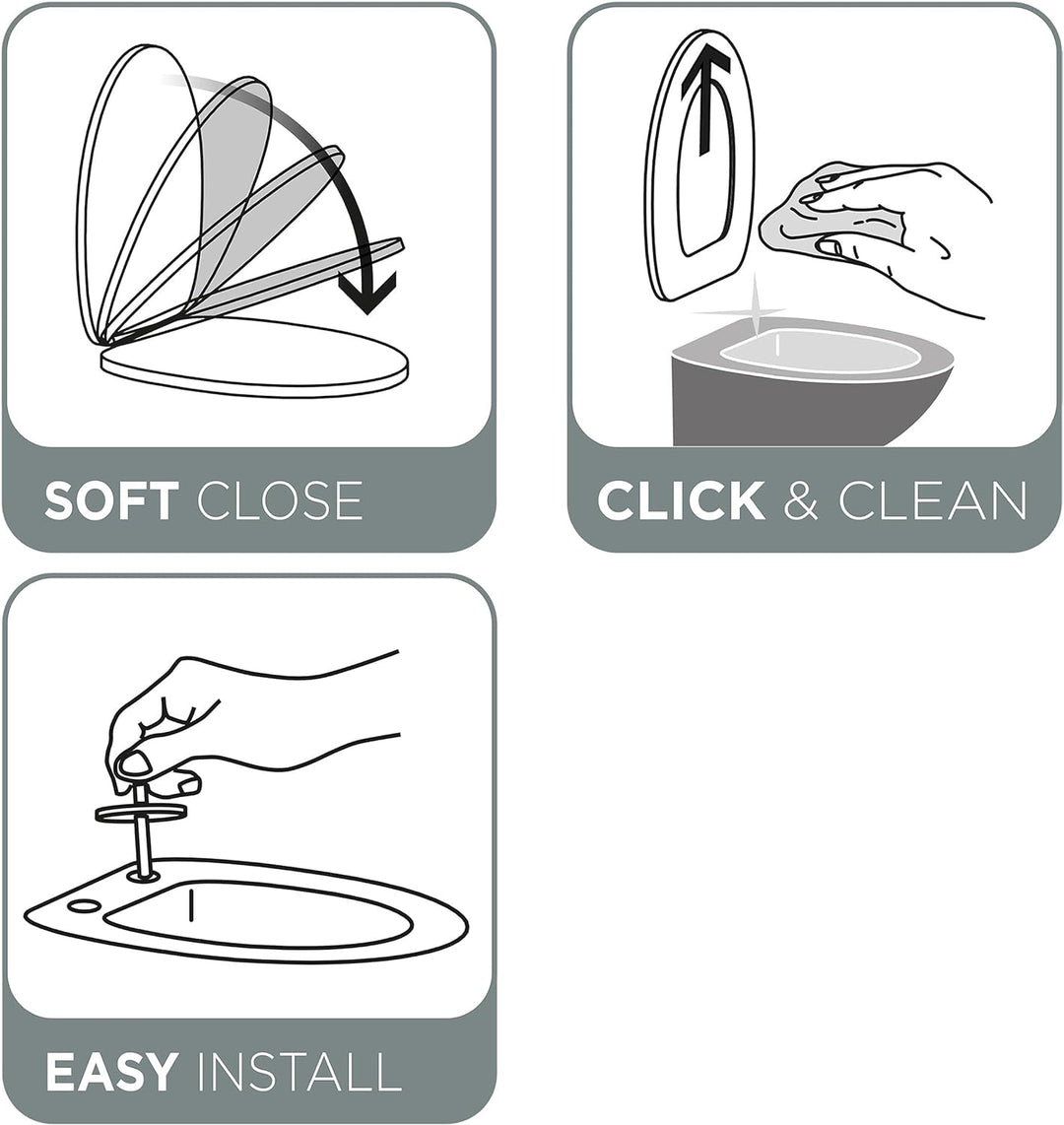 Tiger Stax WC-Sitz, Toilettensitz mit Absenkautomatik und Easy-Clean-Funktion, D-Form, einfache Mont