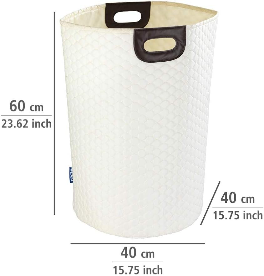 WENKO Wäschesammler Wabo Beige - Wäschekorb Fassungsvermögen: 75 l, Polyester, 40 x 60 x 40 cm, Beig