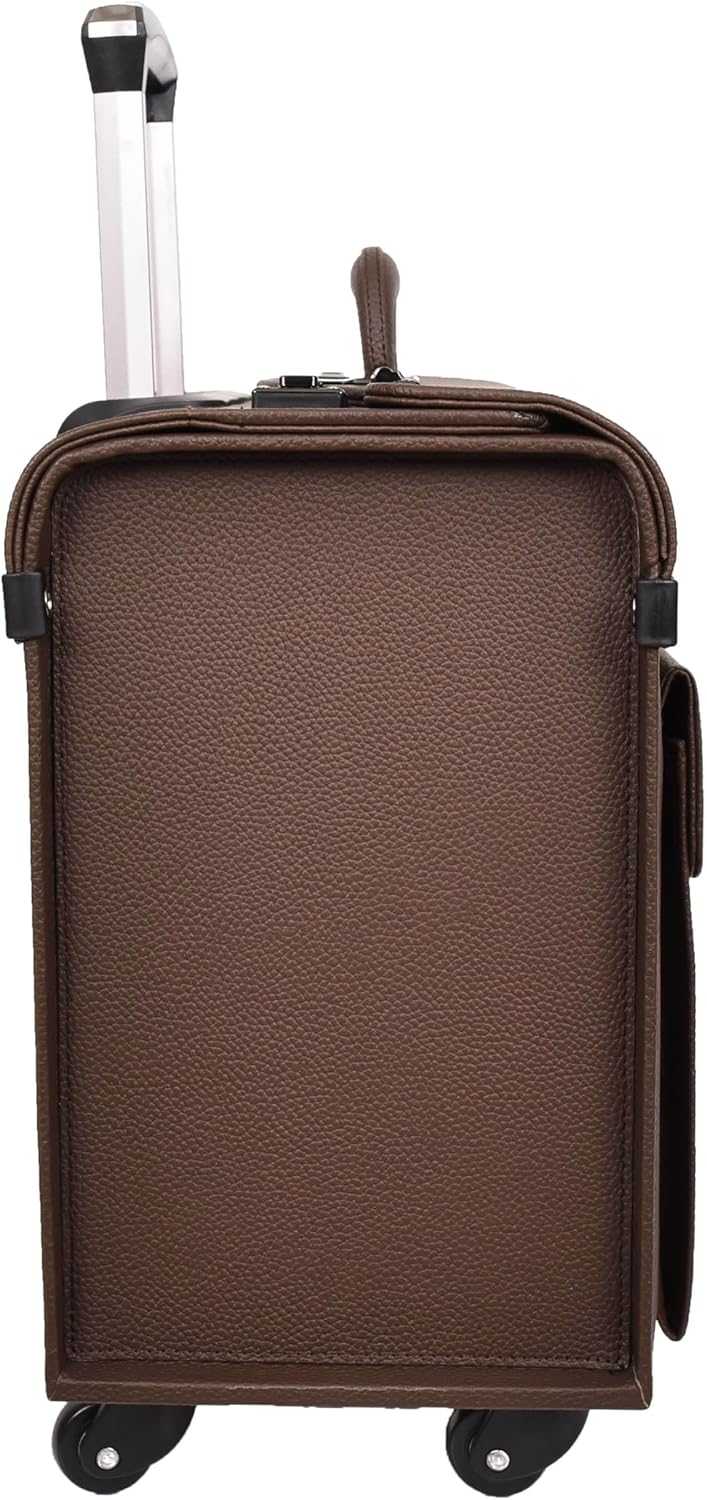 House of Leather Commander Pilot Case, Pilotenkoffer, Gepäck - Handgepäck, Braun, 4-Räder, Kunstlede