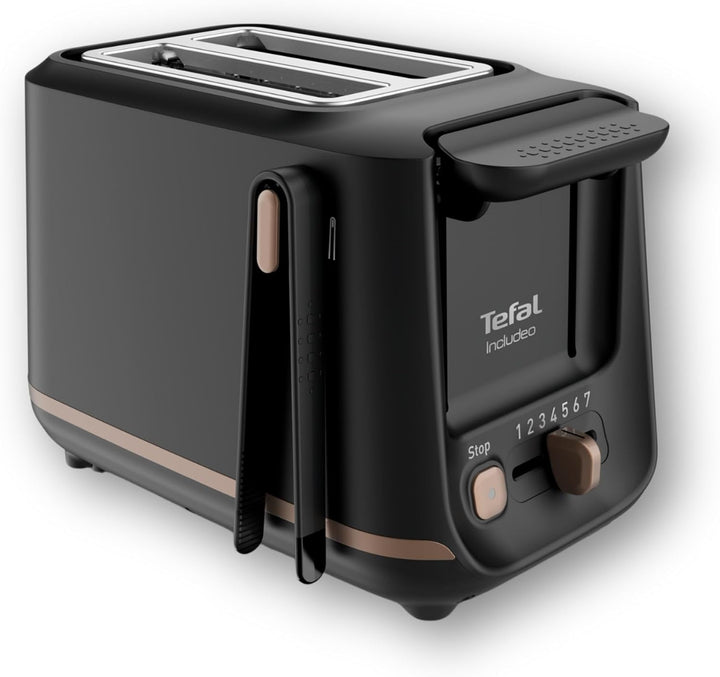 Tefal Toaster mit 2 Schlitzen, inkl. Magnetklammern, grosse Bedienelemente, 7 Bräunungsstufen, herau