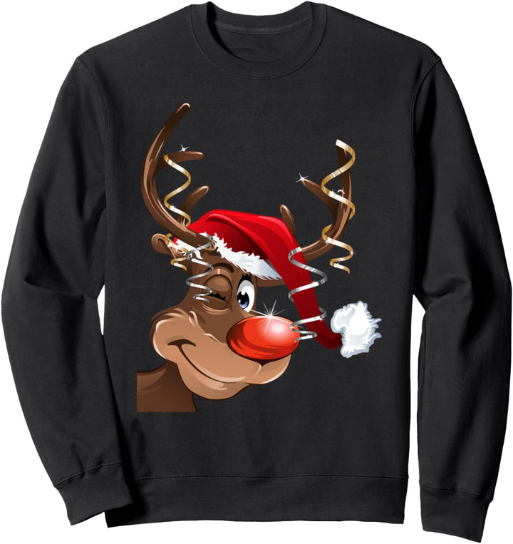 Süsse Rentier Rudolf Weihnachtsmütze Weihnachtsoutfits Kinder Sweatshirt