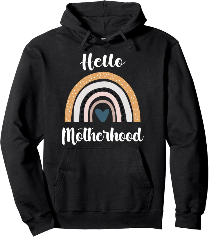 Hello Motherhood Schwangerschaft Retro Regenbogen Schwanger Pullover Hoodie