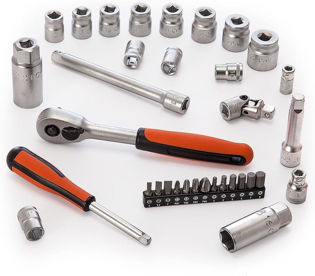 Neuer Bahco Belzer Steckschlüsselsatz 1/4" und 3/8" - 34 Teilig 1 Stil A, 1 Stil A