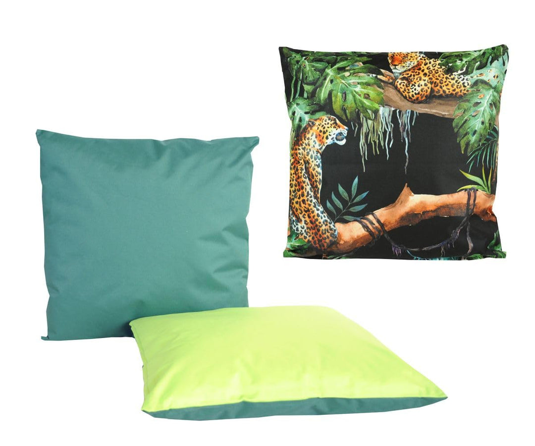 JACK 3er Set Outdoor Lounge Kissen 45x45cm 1x Motiv + 2X Wende Dekokissen inkl. Füllung Wasserfest S