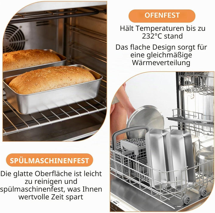 2 Stück Backform Kastenform Brot Kuchen, Edelstahl Brotbackform Gross, Brotformen zum Backen Rechtec
