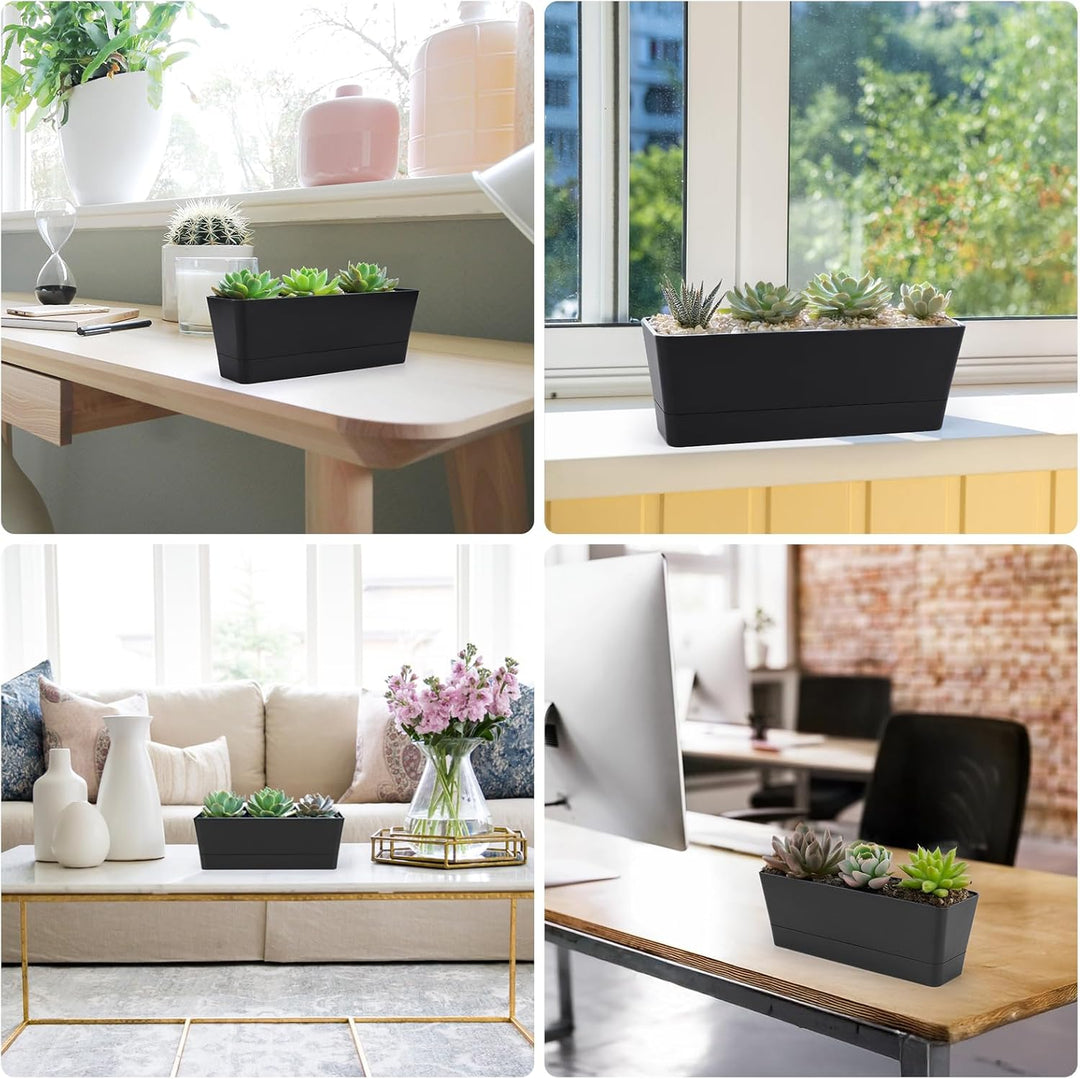 GREANER Kräuter-Blumenkasten 40,6 x 9,7 cm, 1 Stück, schwarz, rechteckig, mit herausnehmbarem Unters