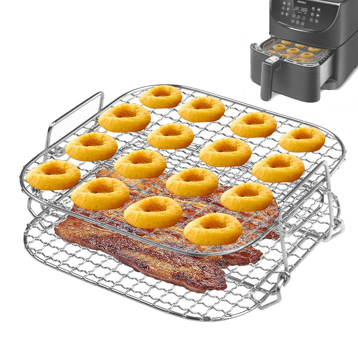 Rack für Cosori Air Fryer,304 Edelstahl 2-lagiger Dehydrator-Grillrost Rack Zubehör für COSORI 5,5 L