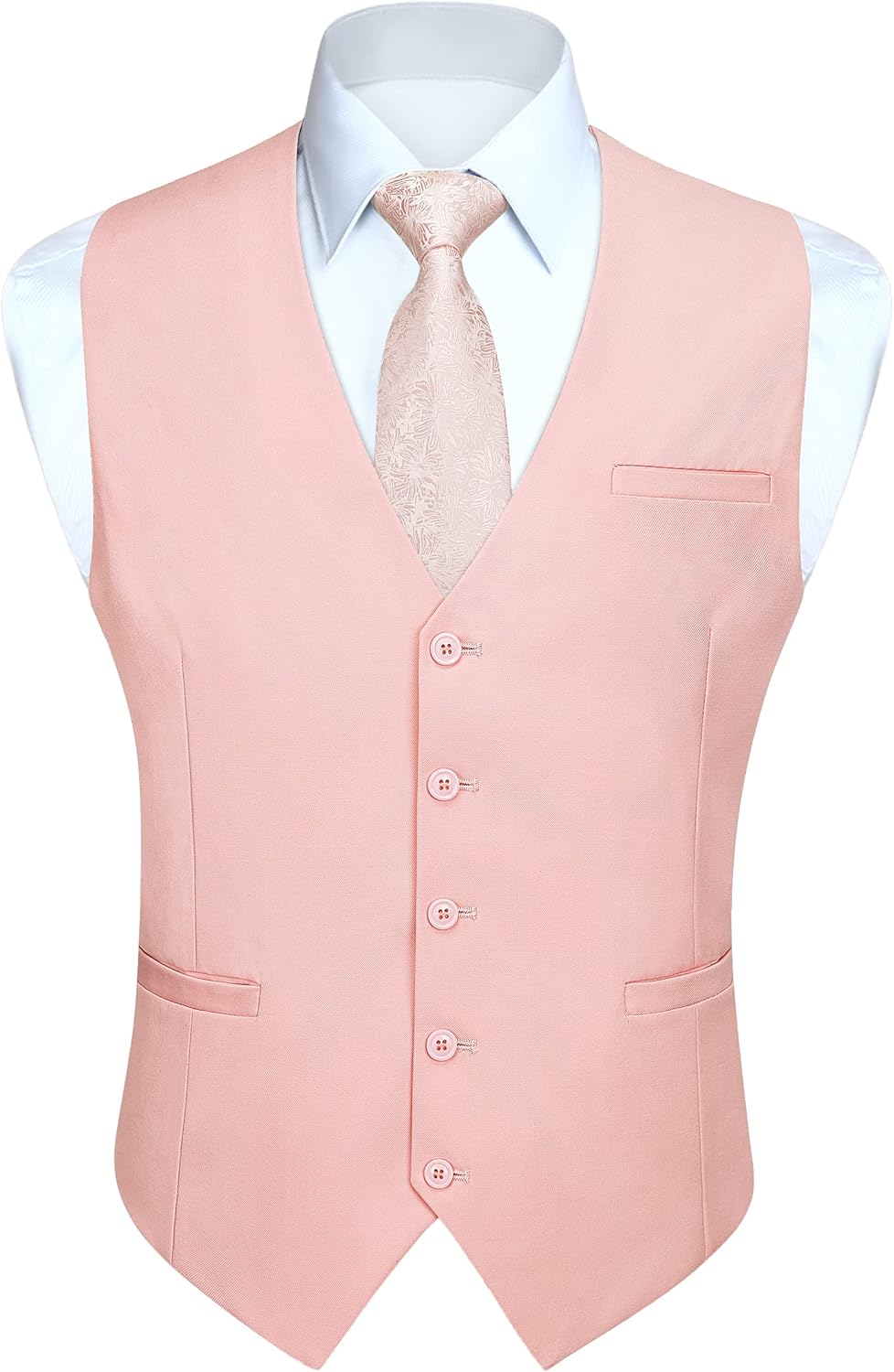 HISDERN Herren Formale Hochzeit Party Weste Baumwolle Einfarbig Weste 3XL Z1 - Rosa, 3XL Z1 - Rosa