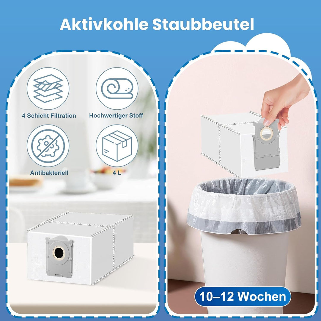Zubehör für ECOVACS DEEBOT X8 PRO Omni / X8 Omni Saugroboter mit Wischfunktion, 4 Staubbeutel 4 Seit