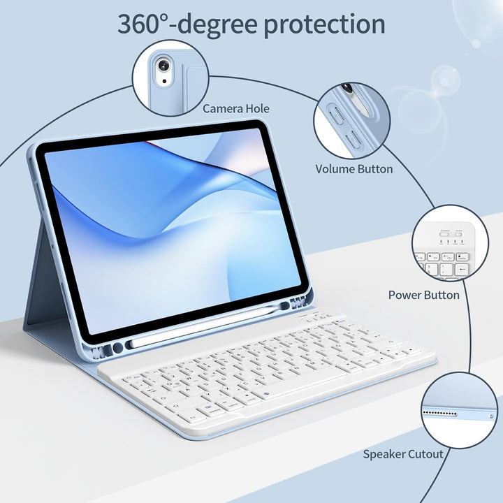 Hülle mit Tastatur für iPad (A16) 10/11 Generation, 10.9/11 Zoll, (2022/2025), Soft TPU Rückseite Ge