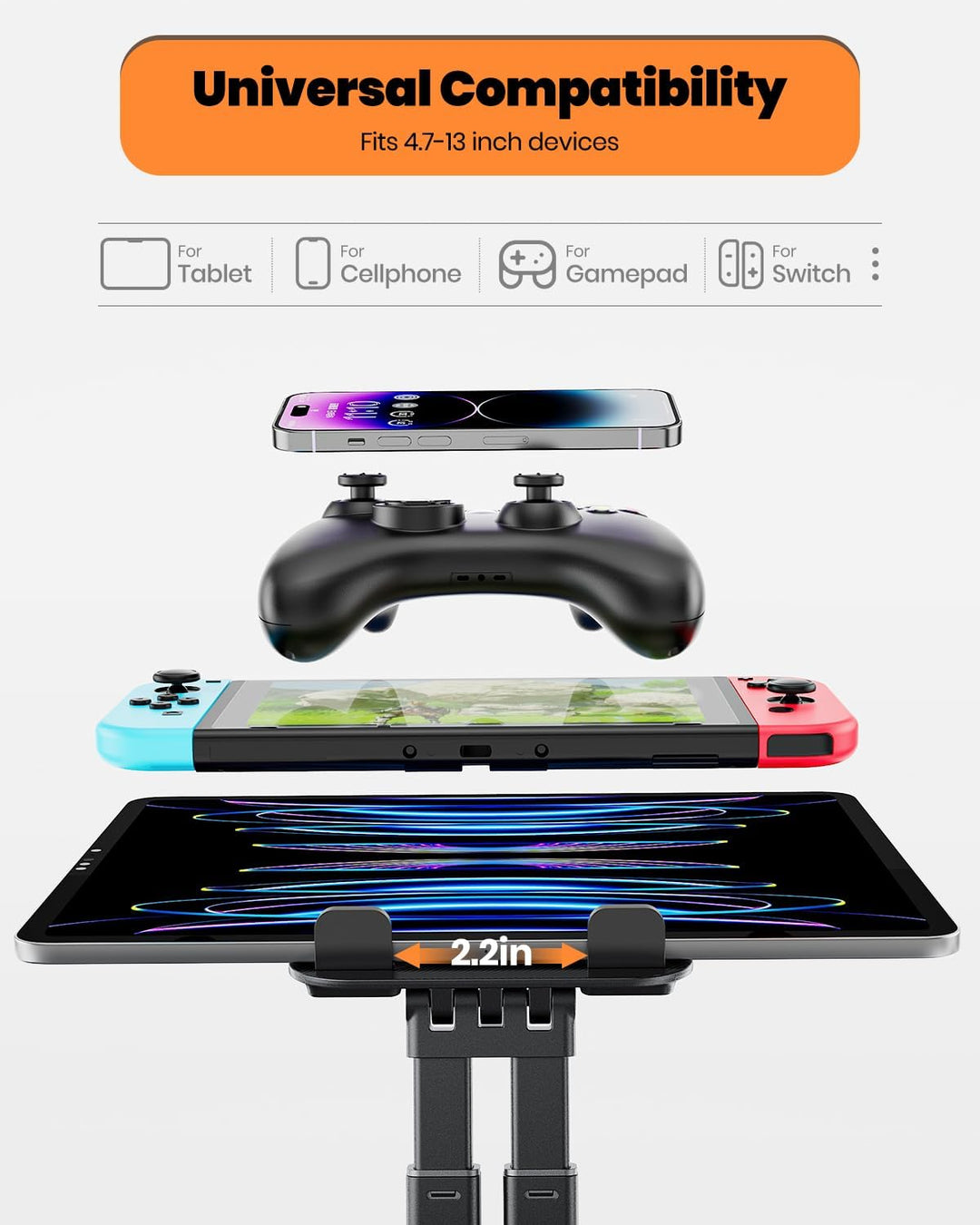 Drehbarer & Tragbarer Tablet Ständer-Klearlook Verstellbare Höhe/Winkel Faltbarer iPad Halterung Tis