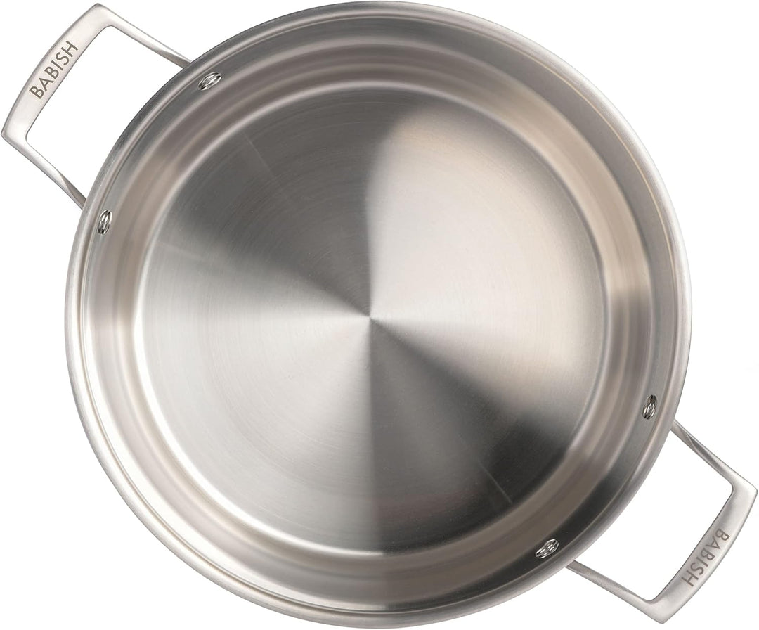 Babish Tri-Ply Stainless Steel Stock Pot w/Lid, 12-Quart 11.4 Liter, 11.4 Liter