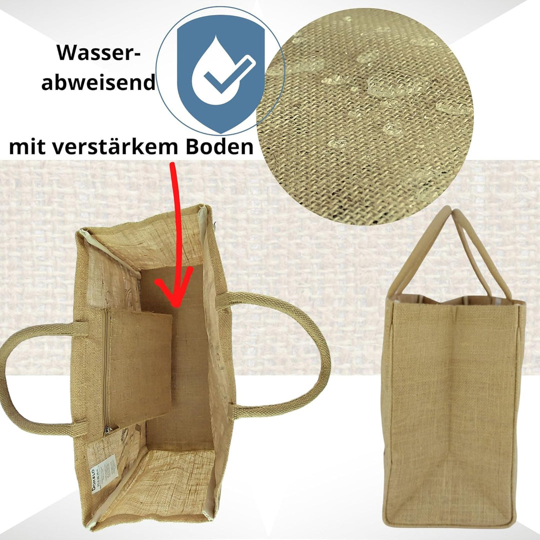 Domelo Einkaufskörbe. Bedruckte Einkaufstasche. Jute Tasche gross. Korbtasche, wasserabweisenden Str