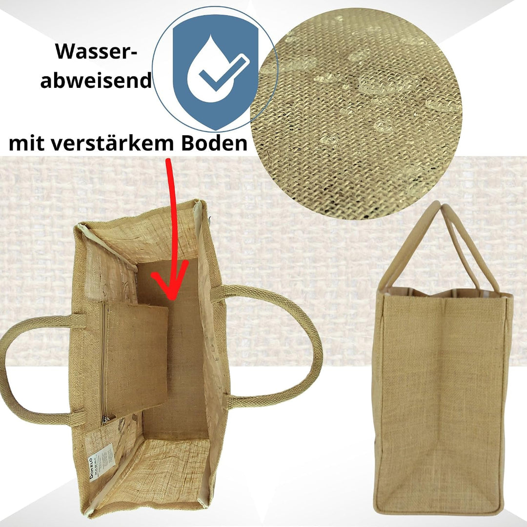 Domelo Einkaufskörbe. Bedruckte Einkaufstasche. Jute Tasche gross. Korbtasche, wasserabweisenden Str