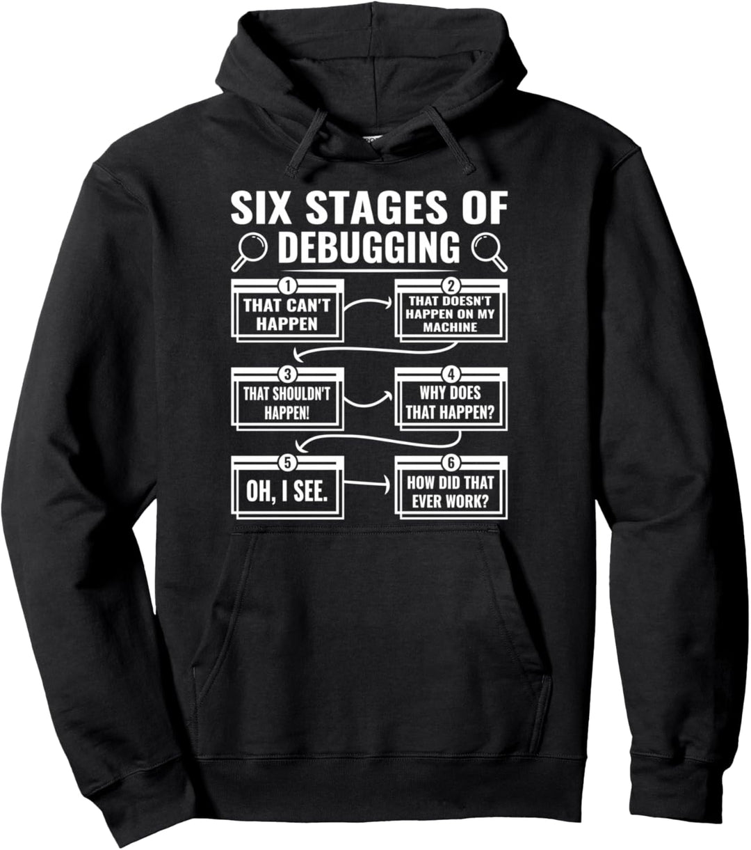 Sechs Phasen des Debuggen Nerds Coding Programmierern Coding Pullover Hoodie