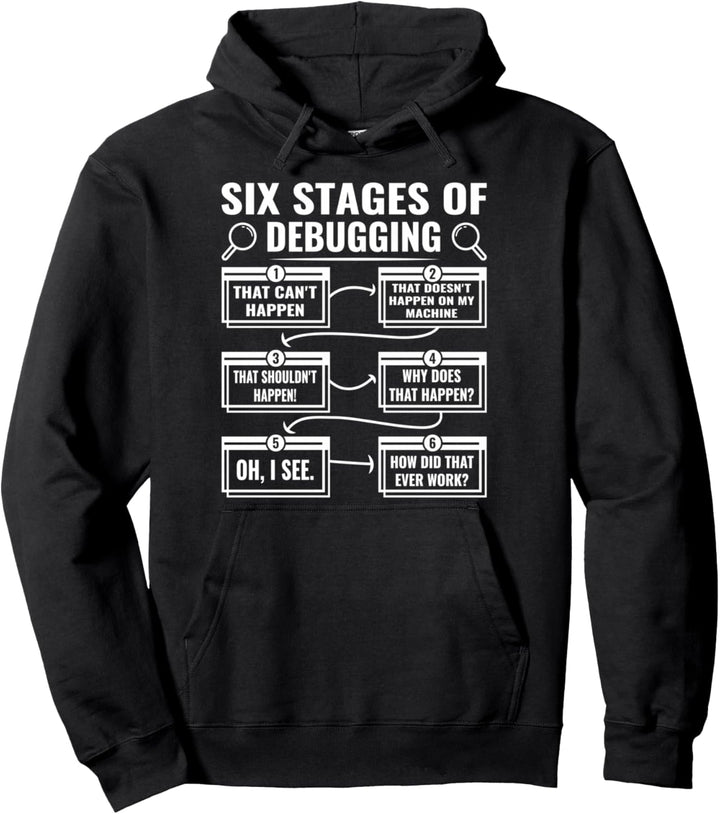 Sechs Phasen des Debuggen Nerds Coding Programmierern Coding Pullover Hoodie