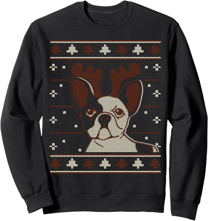 Lustiger Weihnachtspullover mit Rentier und Mops Sweatshirt