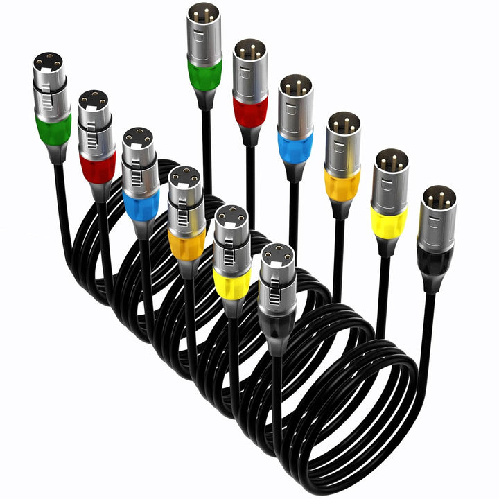 Tisino XLR Kabel Mikrofonkabel, 6-Farben-Packung XLR-Kabel, 2m 1m-6PACK, 1m-6PACK