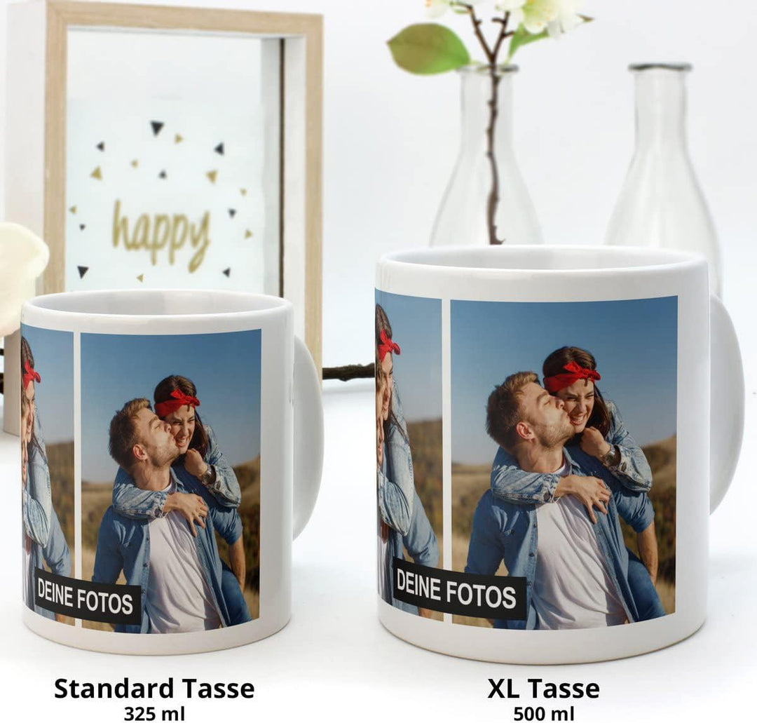 XL Tasse 'Collage' - Personalisierte Fototasse mit eigenem Foto und Text - Grosse Tasse selbst gesta