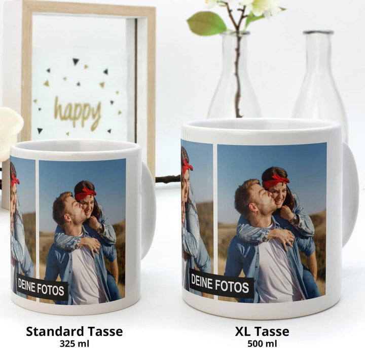 XL Tasse 'Collage' - Personalisierte Fototasse mit eigenem Foto und Text - Grosse Tasse selbst gesta