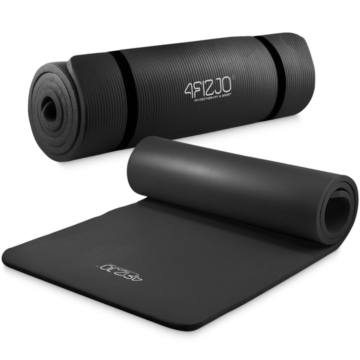 4FIZJO Fitnessmatte mit Tragegurt, Abm. 180x60 cm, NBR-Schaumstoff, Rutschfest, Komfort, In &amp; Outdor