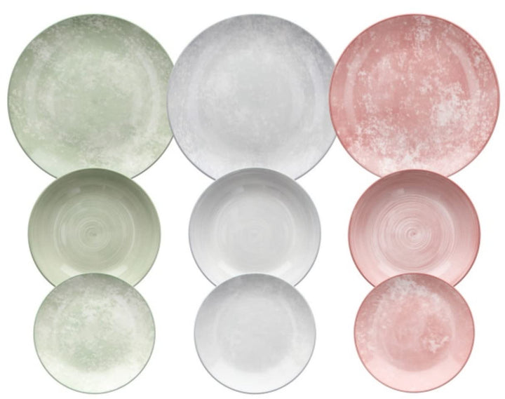 Tognana Petra Tellerservice für 6 Personen, 18 Stück, Porzellan, mehrfarbig