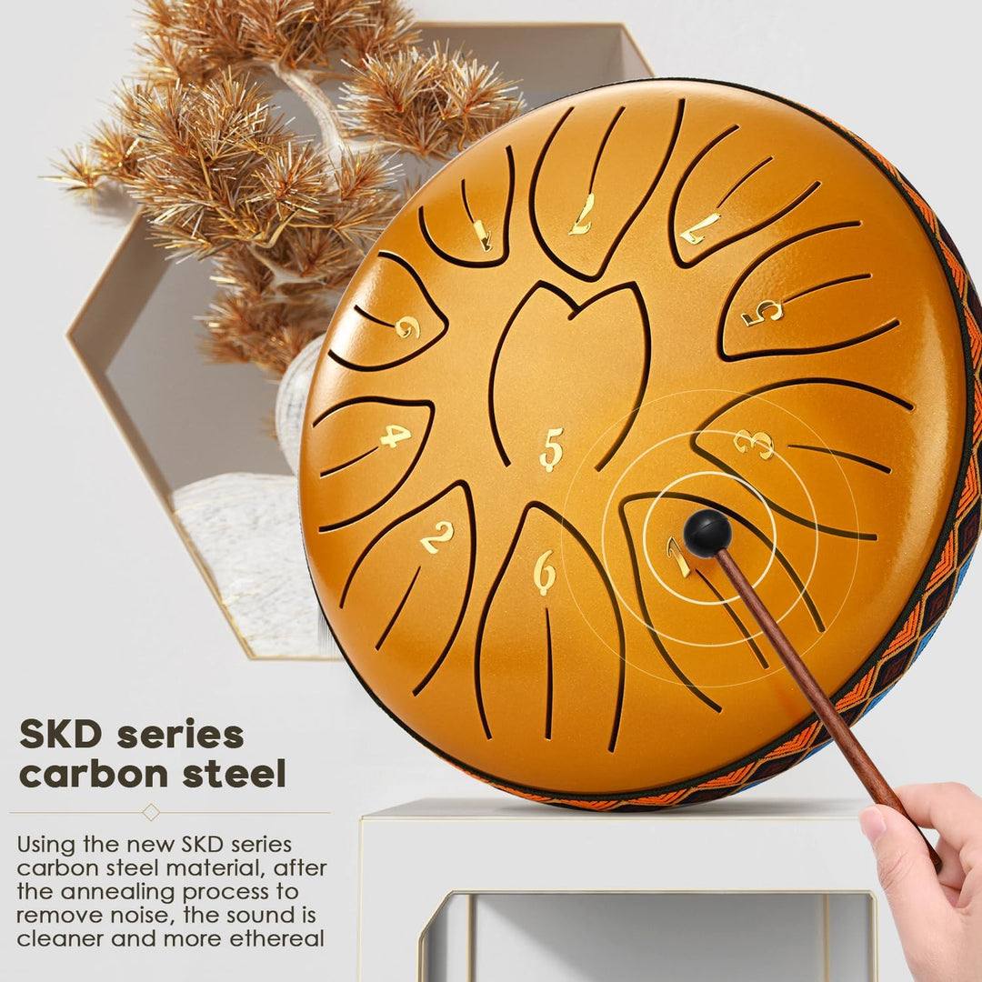 Steel Tongue Drum, PaNt 6 Zoll 11 Noten Zungentrommel Scheibentrommel Pan Töne Schlaginstrument Hand