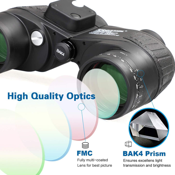 USCAMEL 10X50 Fernglas Kompakt, HD Militär Feldstecher mit Reichweitenanzeige, Multifunktions-Kompas